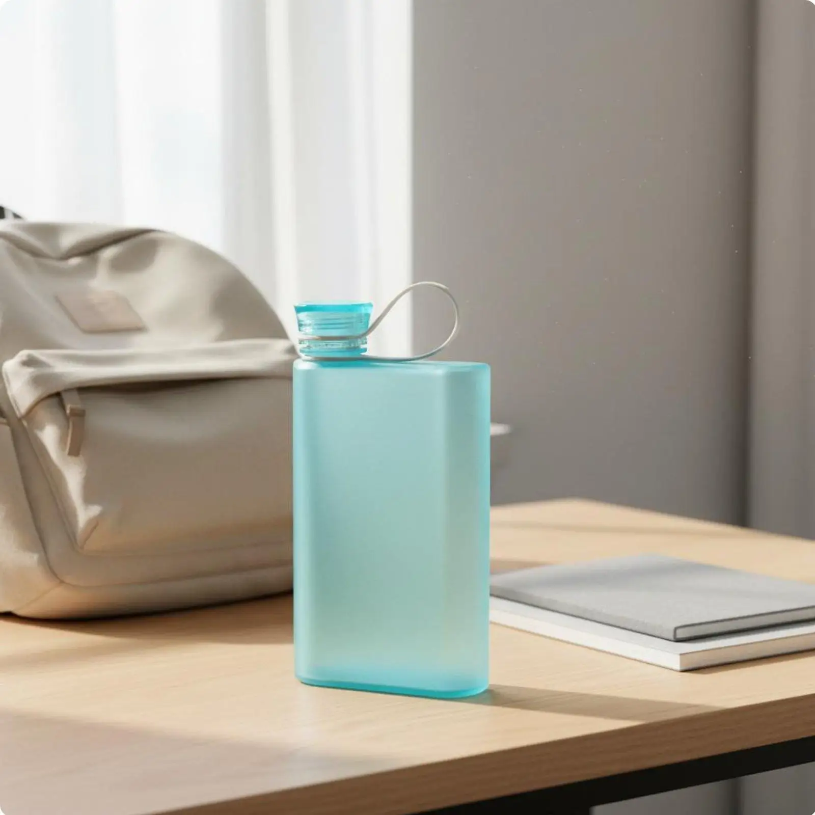 Student Bottle Minimalist Frosted Flat Bottle Transparent Drinkware for School Commute Daily Use