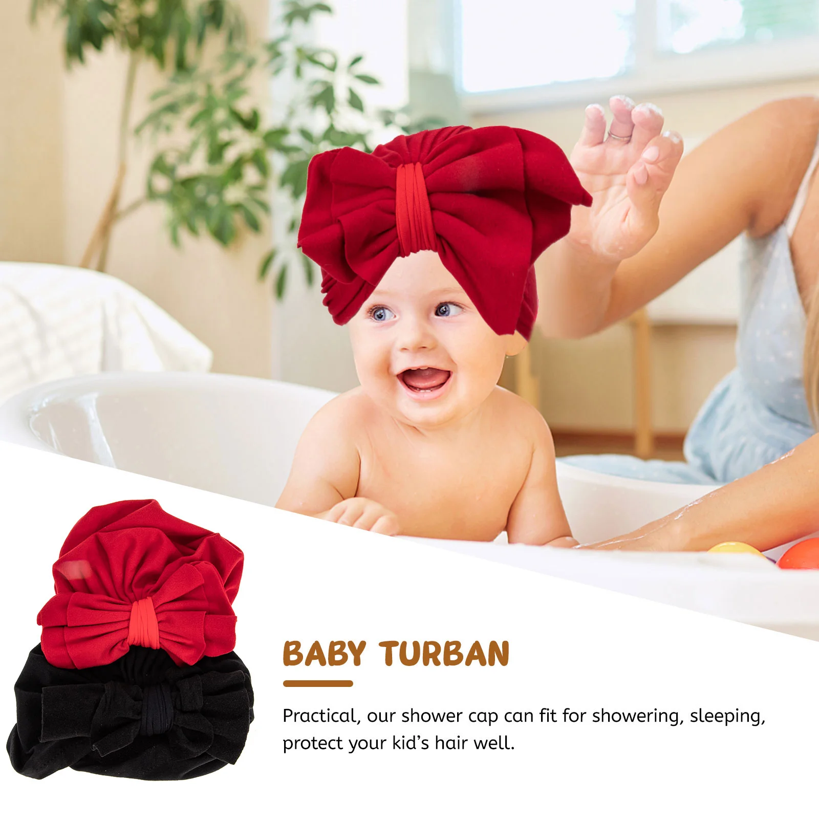 2 Pcs Newborn Hospital Hat Baby Headscarf Bonnets 0-6 Months European and American Turban Bow Cap