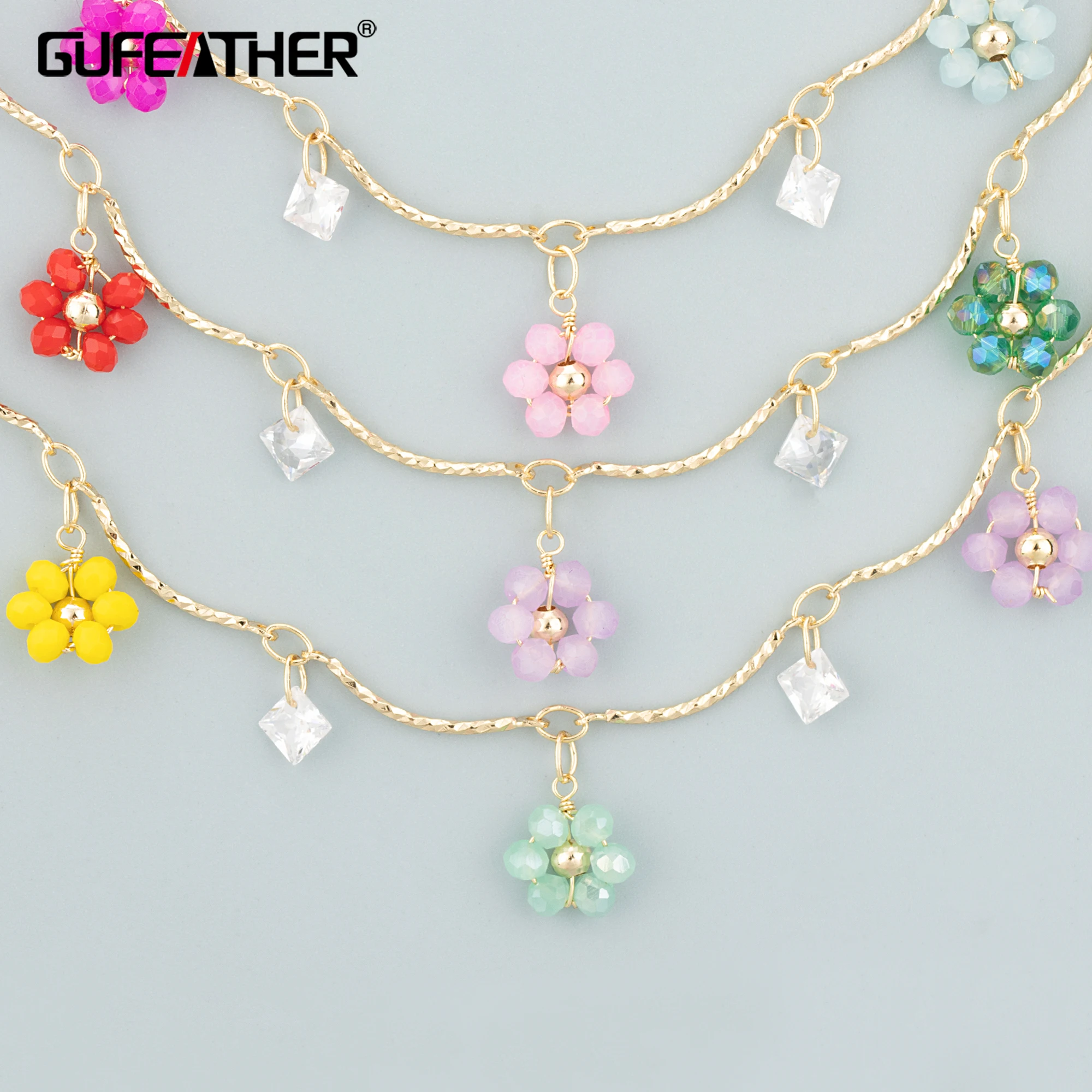 GUFEATHER C387,chain,18K gold plating,copper,nickel free,zircons,hand made,charms,diy bracelet necklace,jewelry making,1m/lot