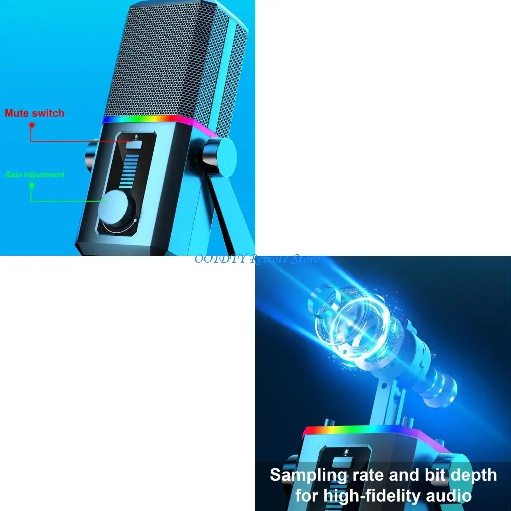 

Multifunctional USB Microphone Noise Reduction Computer Mic with Light for Laptop and Consoles Gamers