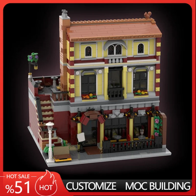 

2391PCS Modular City Pizzeria Alternative Build Model Building Blocks DIY Assembly Creative Toy Home Decor Birthday Gift For Boy