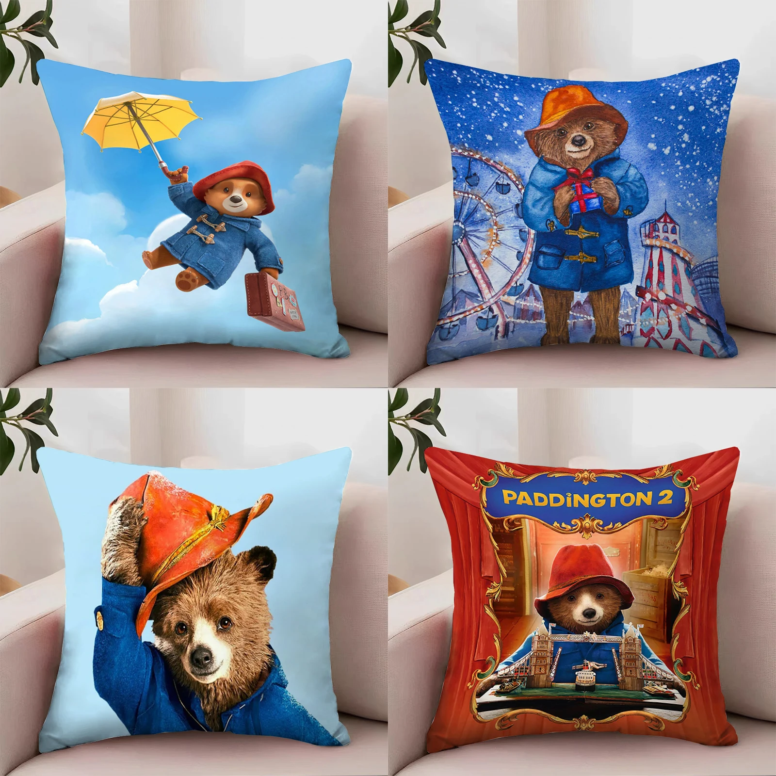 

Decorative Pillowcase 40x40 Cute Bear Paddington in British Style Home Decor Pillow Cases 45x45 Cushions Cover for Pillow Covers