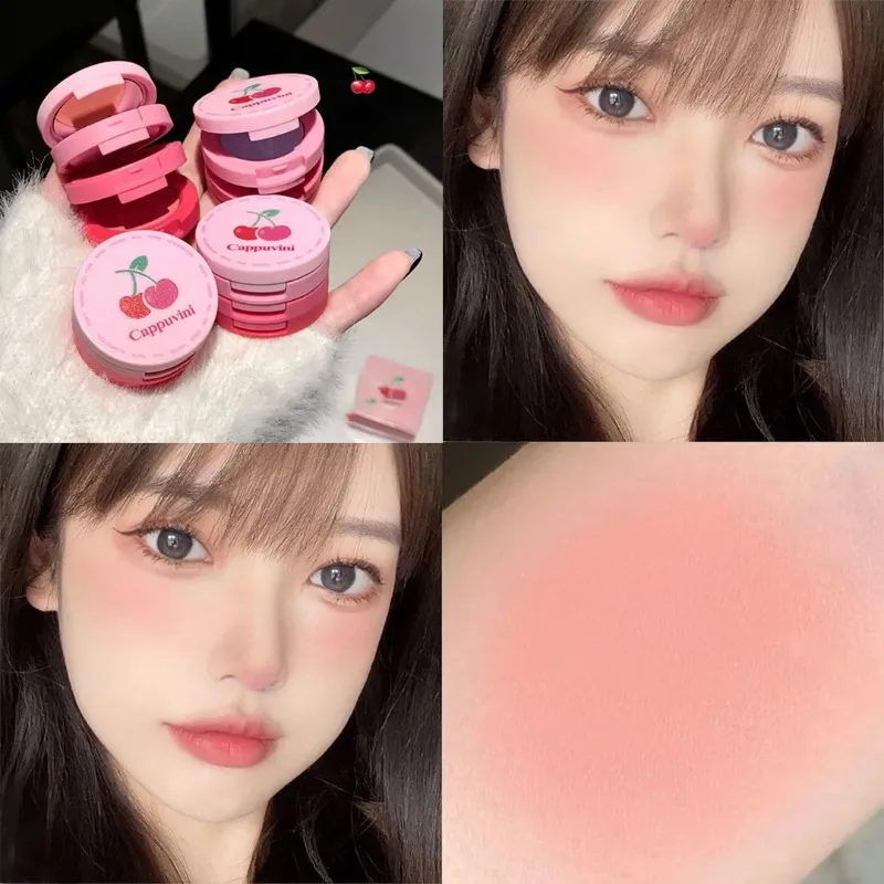 3 In 1 Blush Crème Modder Mousse Blusher Palet Rose Kersenwang Tint Blusher Make-Up Matte Perzik Rouge Contour Gezichtscosmetica