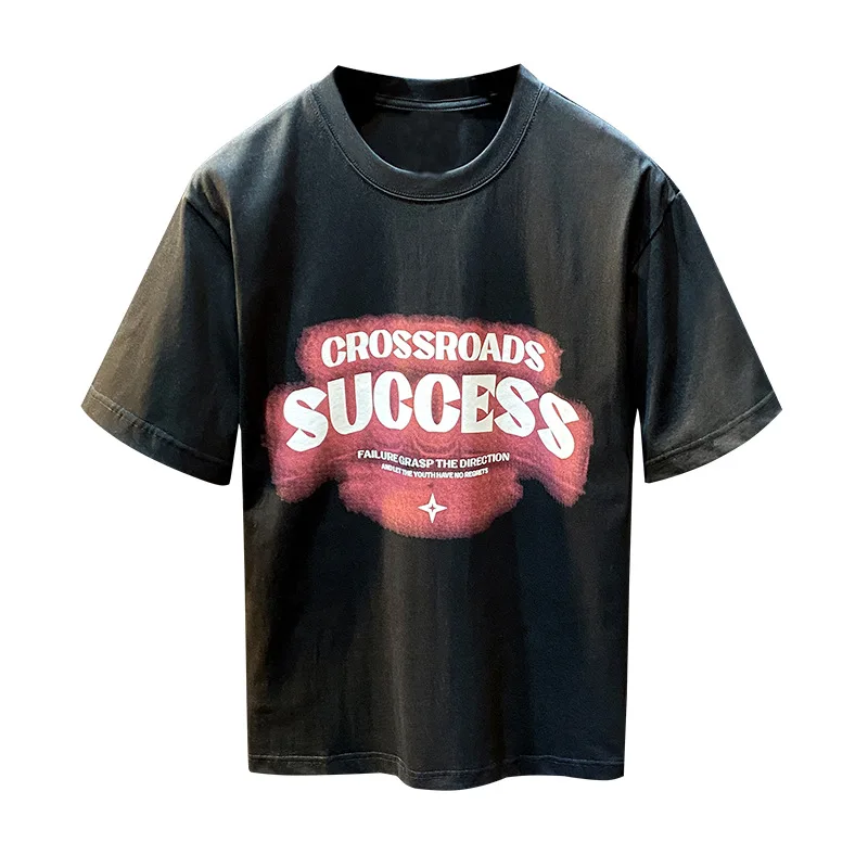 High end casual short sleeved T-shirt for men's summer 2025 new fashion retro men's clothing street trend top