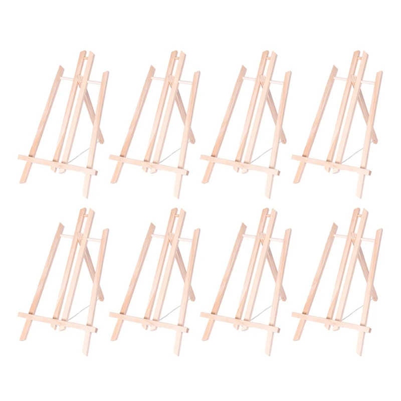 Paquete de 8 caballetes de madera, soporte de caballete para pintar lienzos y trípode artesanal, caballete de fiesta de pintura para niños, escuela de estudiantes