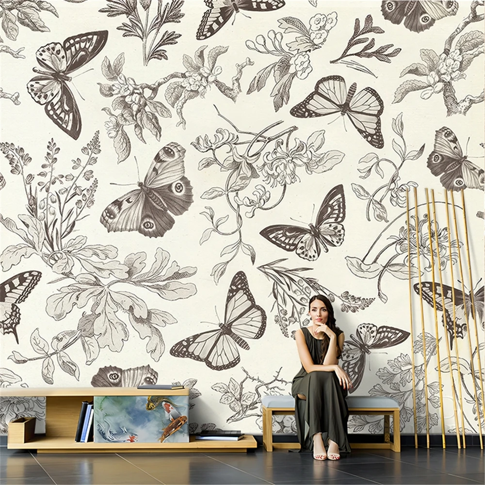 beibehang custom 3D Vintage marble butterfly wallpaper for wall papers home decor large papel mural environmental wallpaper roll
