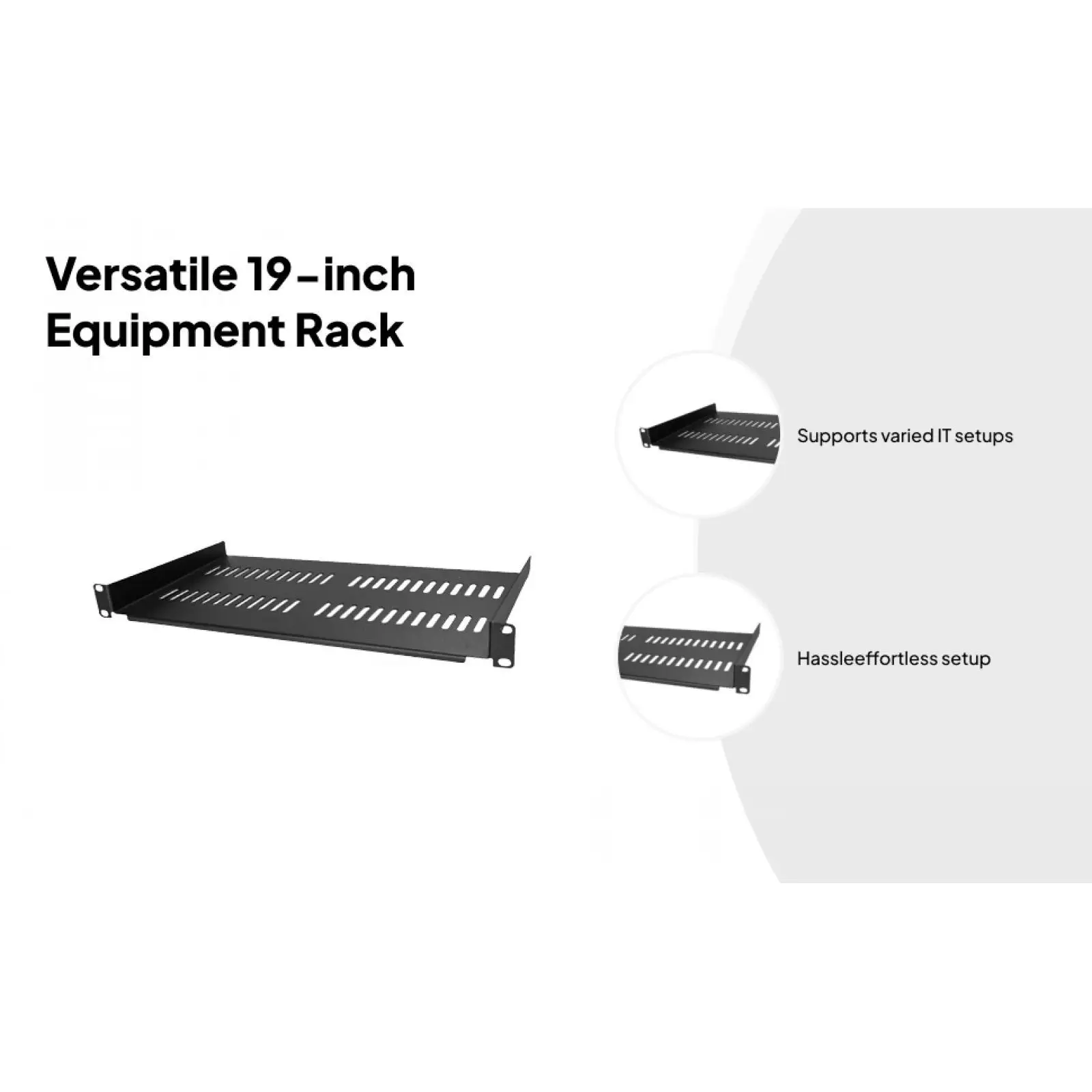 Steel Cantilever Server Rack Shelf 1U Vented Mounting Tray Universal for 19 Inch Network Cabinets - view 4