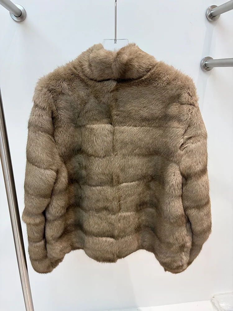 2026 New Winter Warm Women's Natural Real Rabbit Fur Coat Women Short Style Female Luxury Fur Jackets