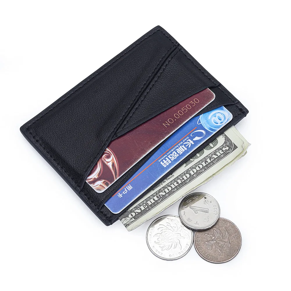 Leather Thin Small Card Holders Women's Fashionable ID Cards Storage Bag Genuine Leather Bank Credit Card Clip for Men and Women