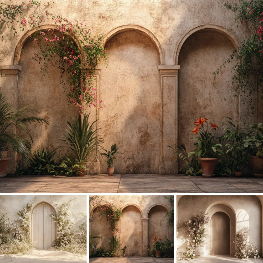 Photography Background Old Europe Textured Arch Wall Adult Birthday Wedding Maternity Portrait Decor Backdrop Photo Studio