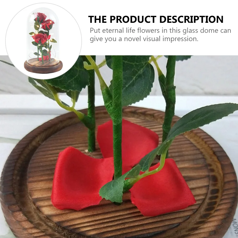 

Red Rose Flower LED Lights Glass Dome Preserved Rose Eternal Flower Decor for Valentine's Day Gift Not Included