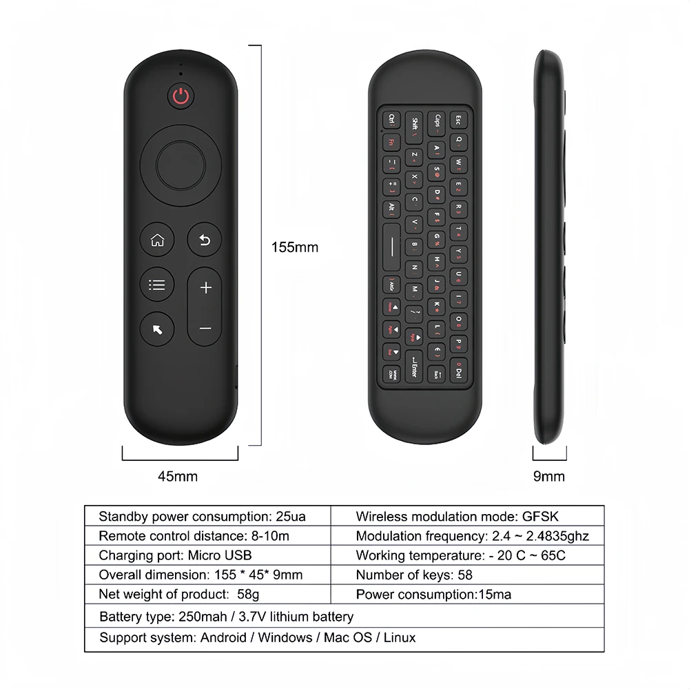 M5 2.4GHz Wireless Air Mouse IR Learning Remote Control Backlight Bluetooth 5.2 Mini Keyboard for Laptop Android TV Box Smart TV