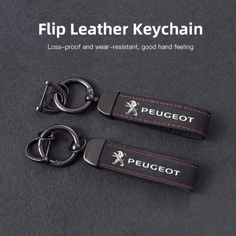 شعار السيارة المفاتيح الجلد المدبوغ كيرينغ قلادة الجلود مفتاح سلسلة لبيجو 208 3008 308 2008 207 107 508 607 106 406 407 307 206 301