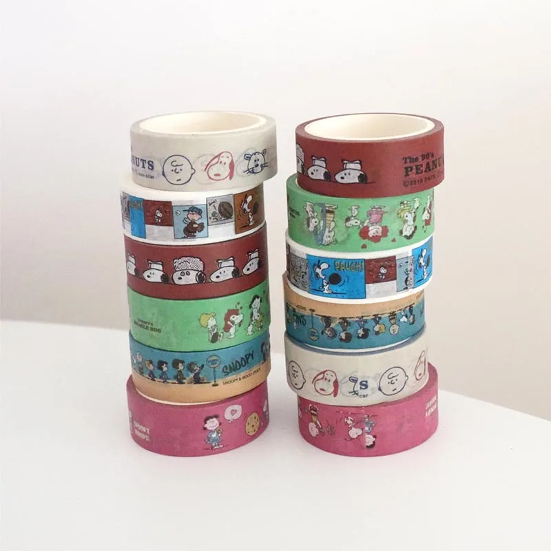 12 sztuk/partia kreatywny Snoopy Washi naklejki taśma uroczy pies Scrapbooking DIY pamiętnik dekoracyjne naklejki uszczelniające Album Stick Label