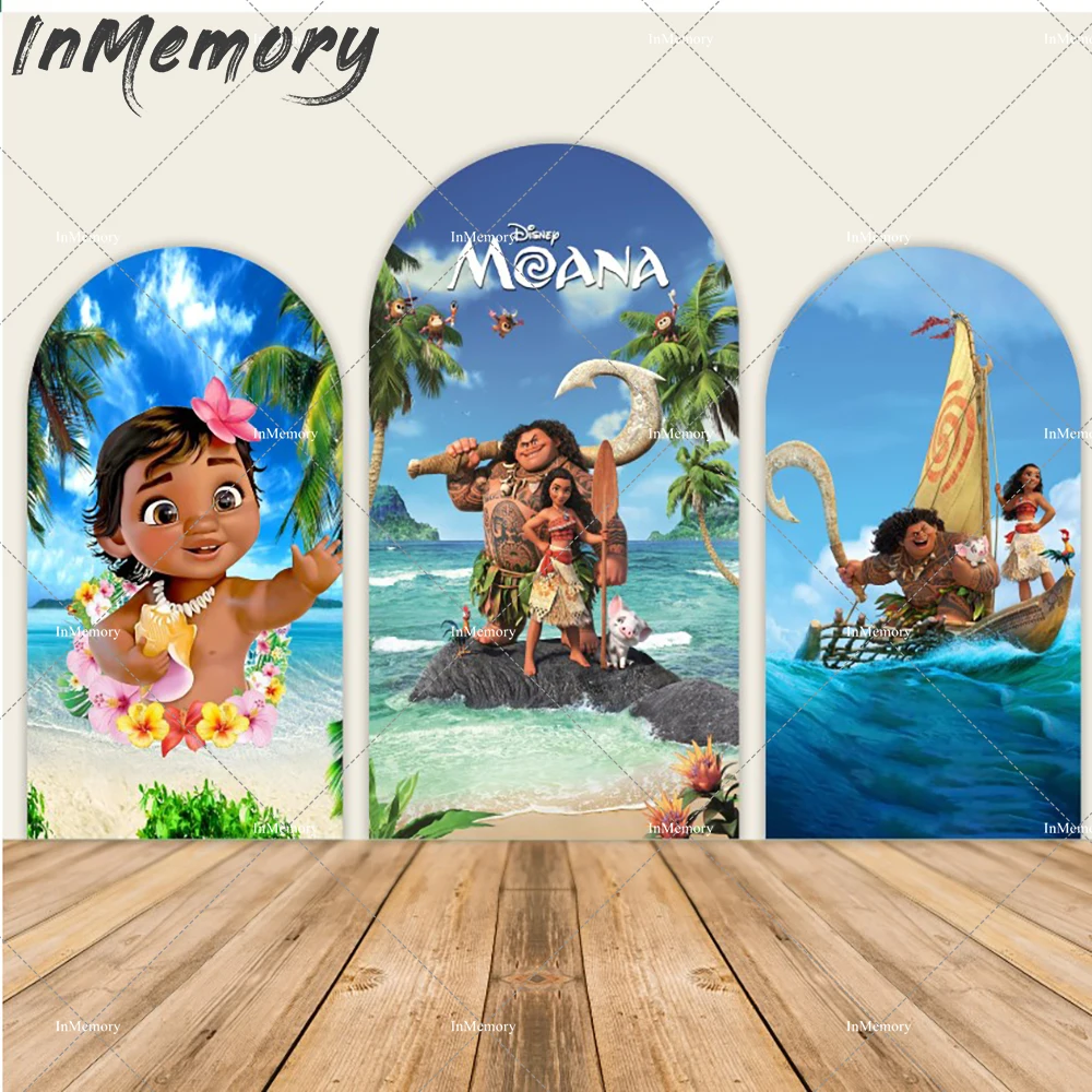 

Baby Moana Arch Backdrop Cover Newborn Girls 1st Birthday Party Photo Background Vaiana Cake Table Cover Decor Banner