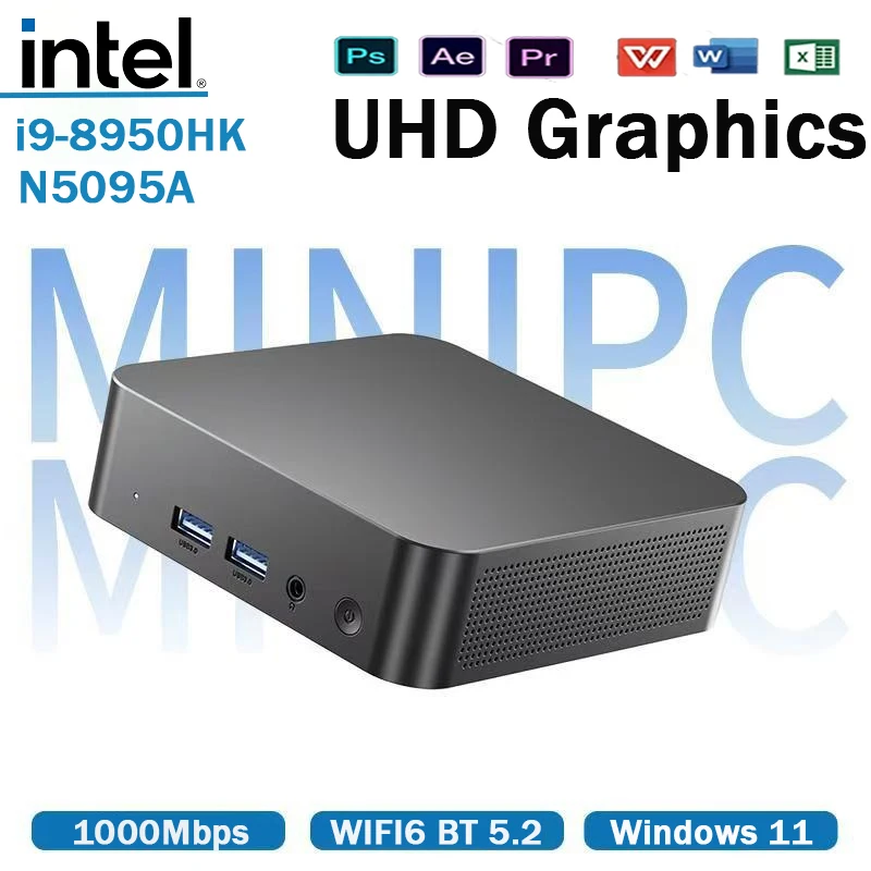 

Игровой мини-ПК Intel Core N5095A/i9- 8950HK, Windows 11 Pro, 16 ГБ DDR4, 1 ТБ, 2 ТБ M.2 SSD UHD Graphics 1000 Мбит/с, мини-ПК Ethernet