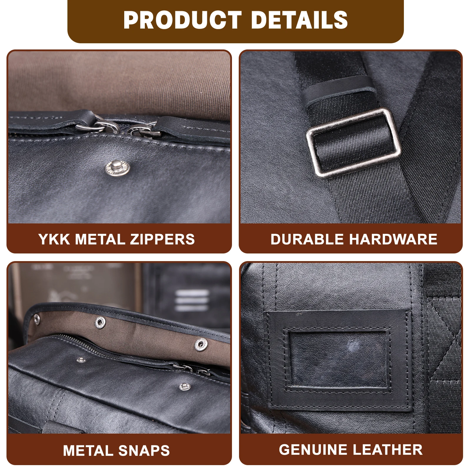 S.WORKER Vintage Echtleder Weekender Reisetasche Herren Top-Grain Rindsleder Handtasche Modische Sporttasche Handgepäck – Detail 12