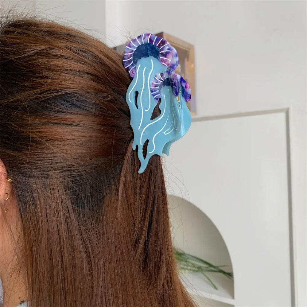 

Lovely Animal Jellyfish Hair Claw Cartoon Ocean Series Hair Grab Clip Colorful Acetic Acid Large Shark Clip Girls