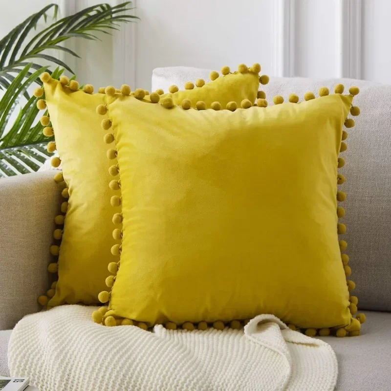 Soft Velvet Tassel Cushion Cover Decorative Pillows Throw Pillow Case Soft Solid Colors Home Decor Living Room Sofa Seat Coffee