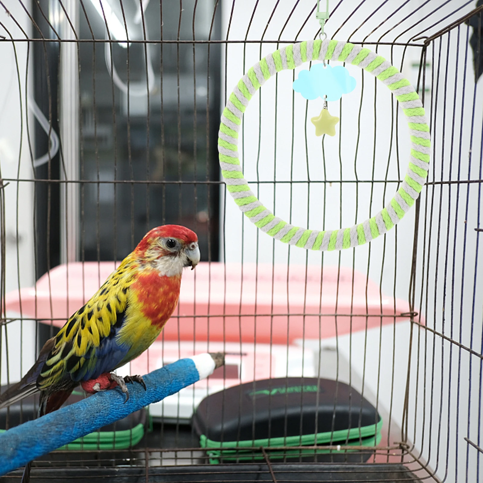 

2pcs Parrot Swing Cotton Rope Chew Perch Accessories Colorful Hanging Climbing For Cockatiels Conure Lovebirds Pet For Cage