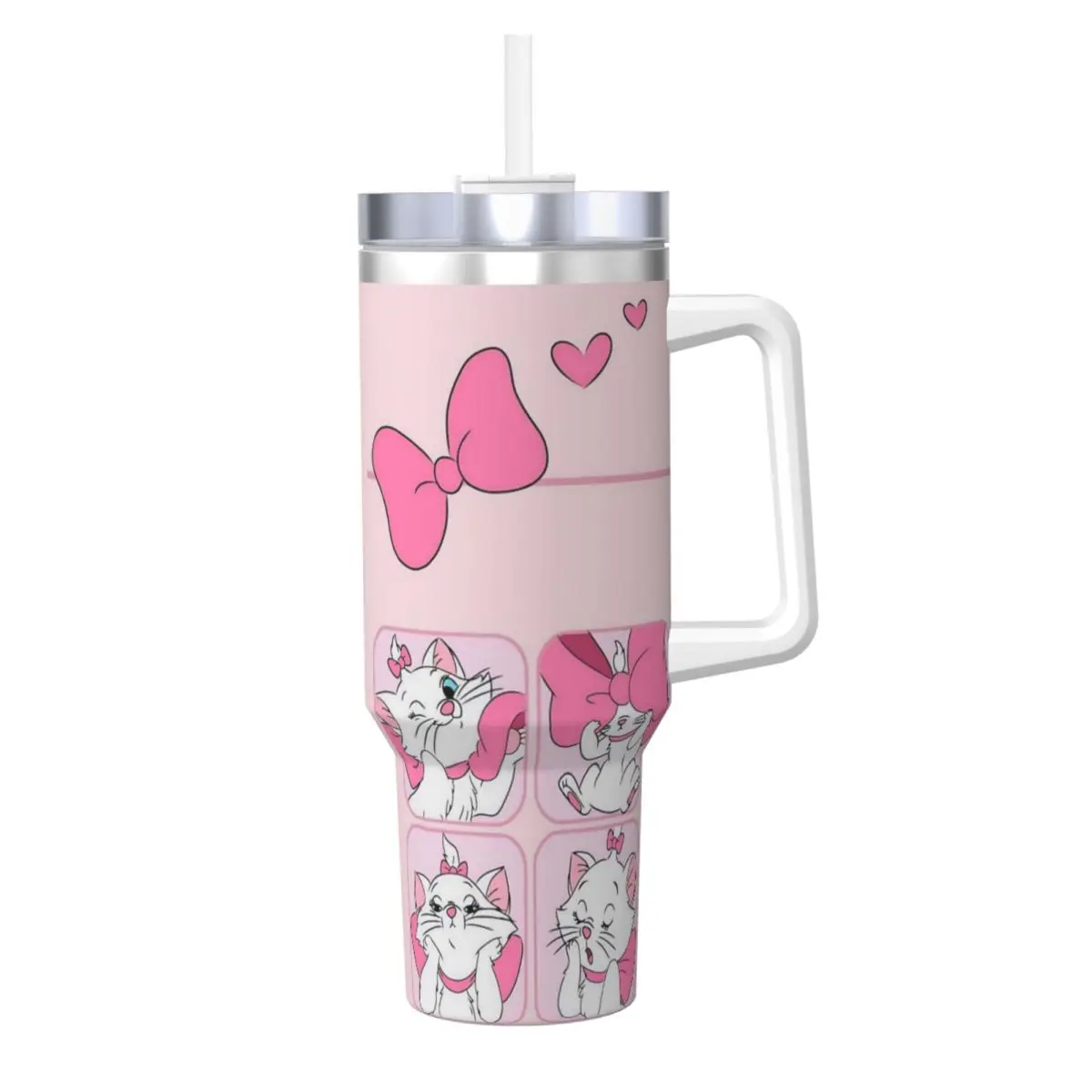 The Aristocats Marie Stainless Steel Tumbler Travel Thermal Mug With Straws and Lid Large Car Mugs Hot Drinks Water Bottle