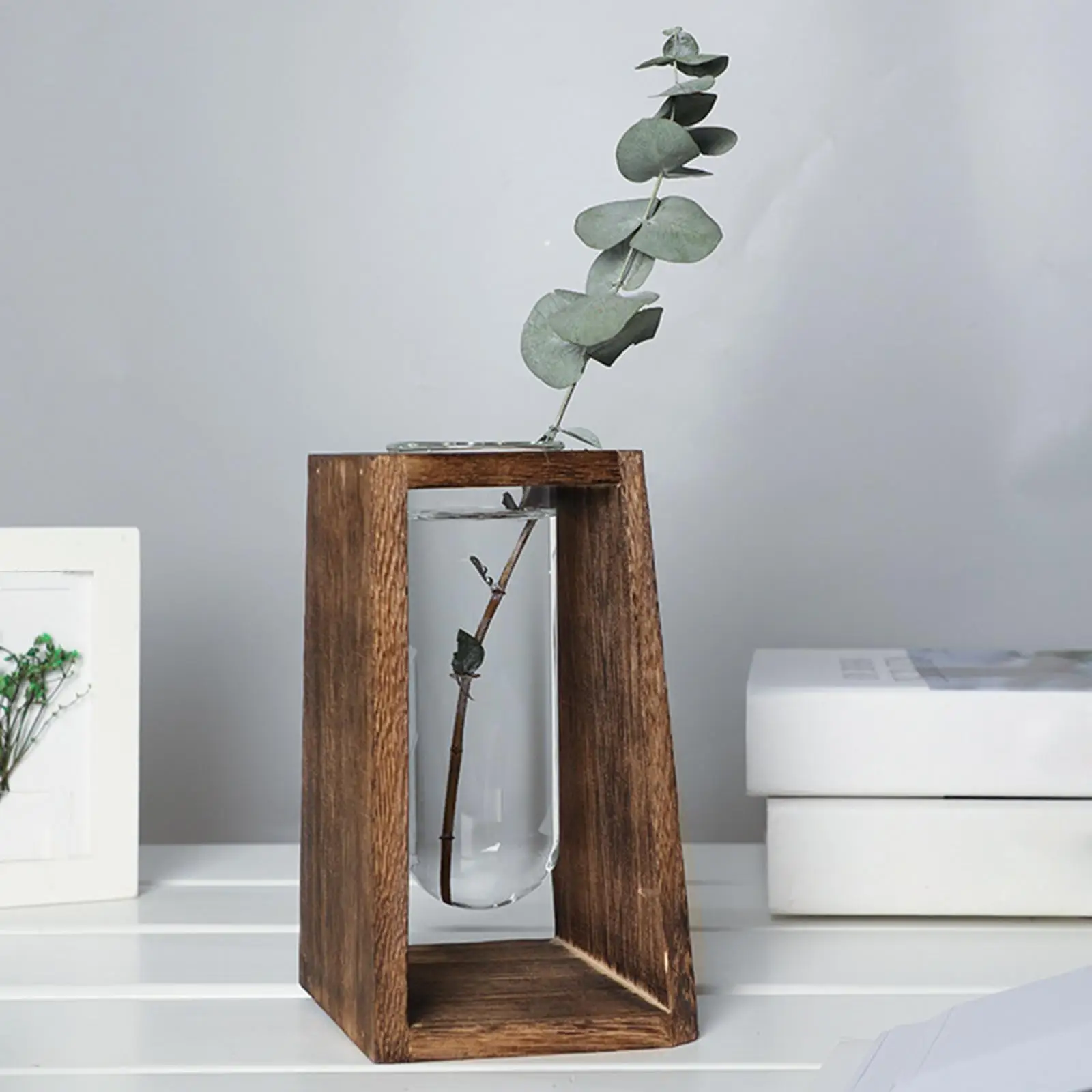 Propagation Glass Planter Terrarium Vase with Wooden Stand for s Plants Home Kitchen Desktop Table Indoor Garden Wedding Decor