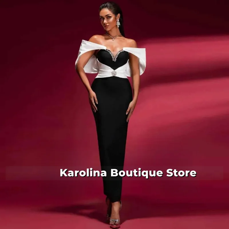 

Изящное вечернее платье с открытыми плечами и стразами длиной до щиколотки, платья для молодых девушек, Vestidos De Noche по индивидуальному заказу