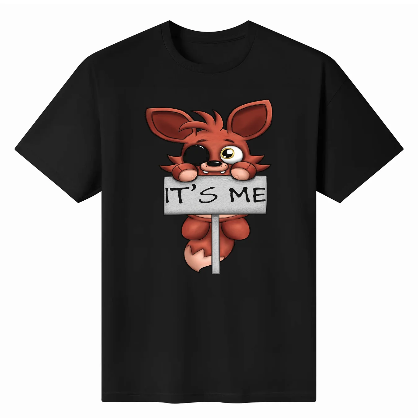 

Male Black O-Neck FNAF Plush Foxy Cotton Fashion Unisex Euro Size Men Cotton Top T-Shirt Short Sleeve Man Cool Top Cotton Summer