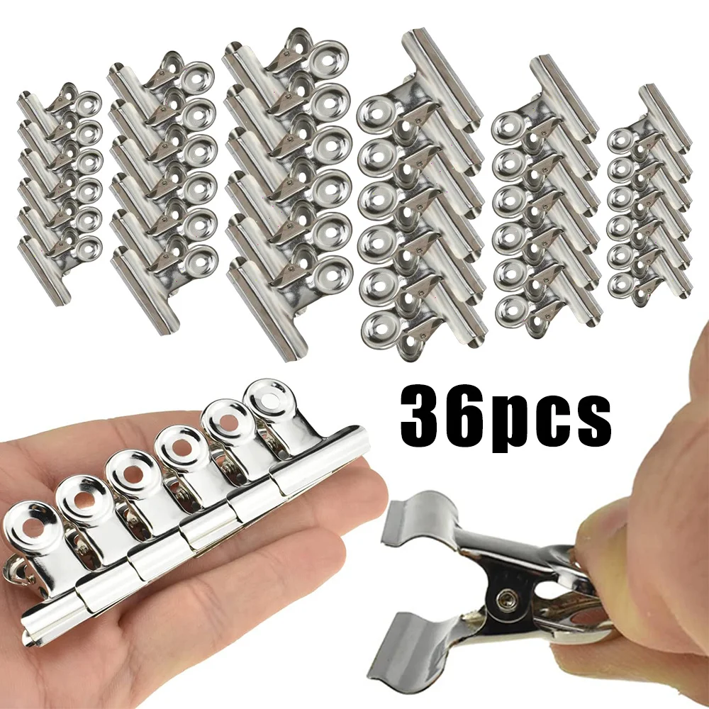 

36pcs Heavy Duty Stainless Steel Food Bag Clips - Reusable Airtight Metal Clips with Edges & Rounded Corners, Multi-Purpose