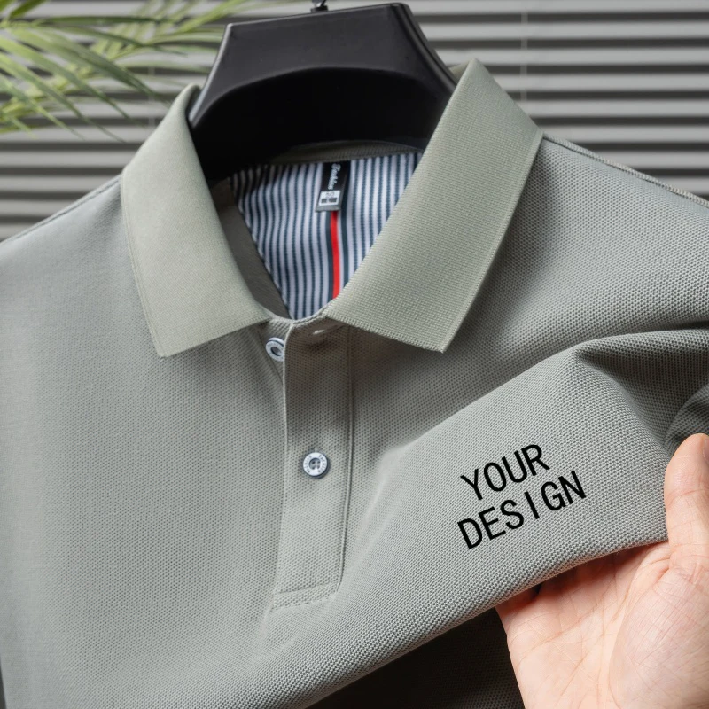 Custom Logo Men's Luxury 100% Cotton Polo Shirt, Breathable Casual Summer Tee with Trendy Embroidered Collar