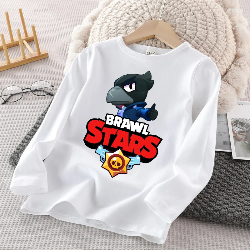 Anime Cartoon Children Long Sleeved T-shirt Boys Girls Winter Warm Tops Cute Kids Crew Neck Pullover Casual Child Clothes Gifts