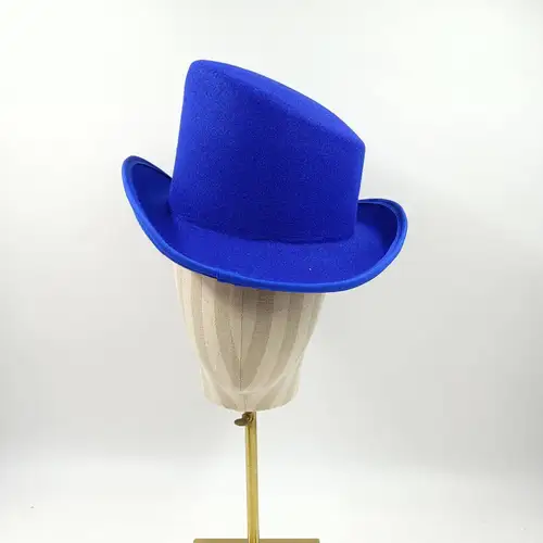 Imagen 2 del producto Sombrero de fieltro de copa alta para hombre y mujer, sombrero de ala ancha, color verde, azul real