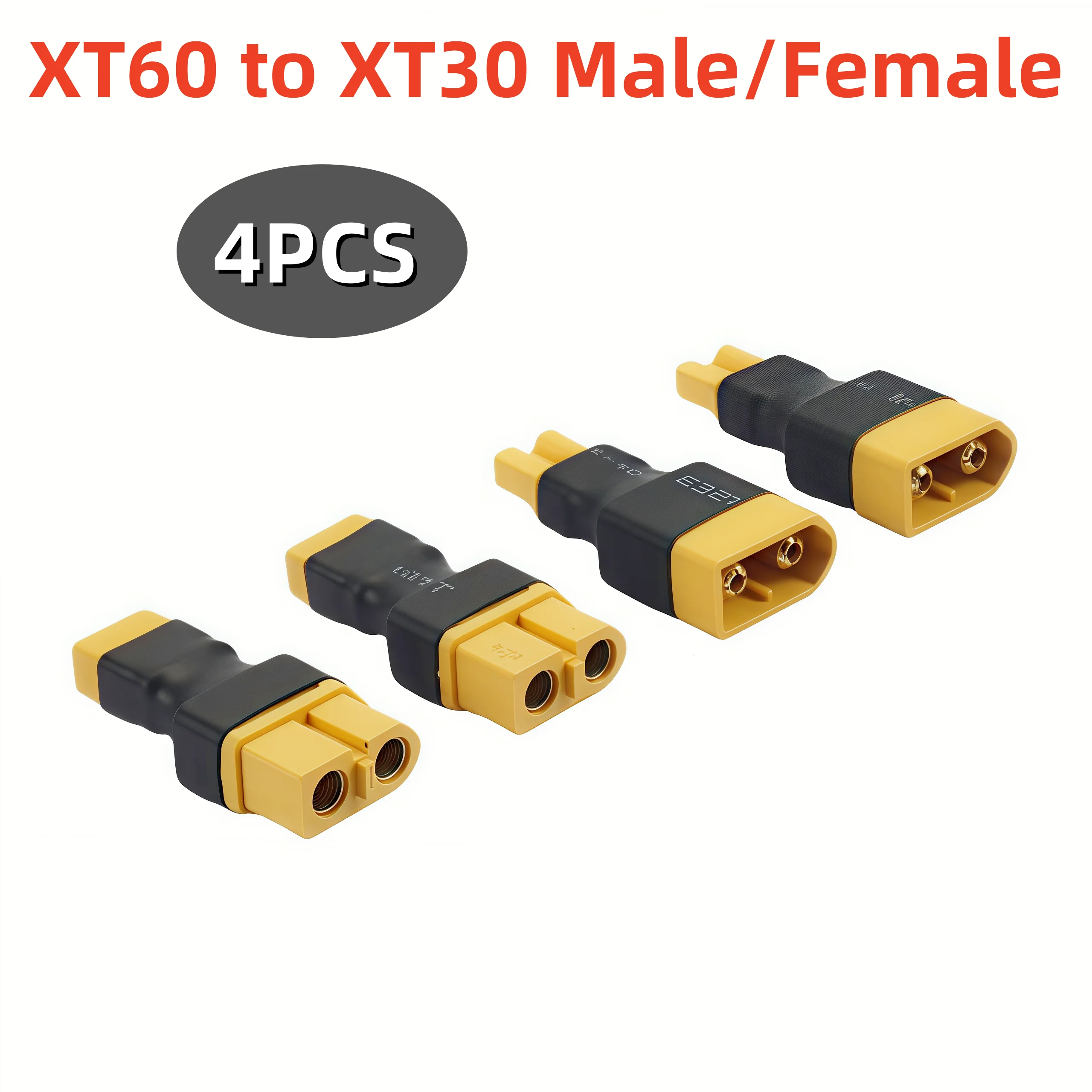 4PCS Male/Female XT60 to XT30 Plug Female Male Adapter Converter Connector