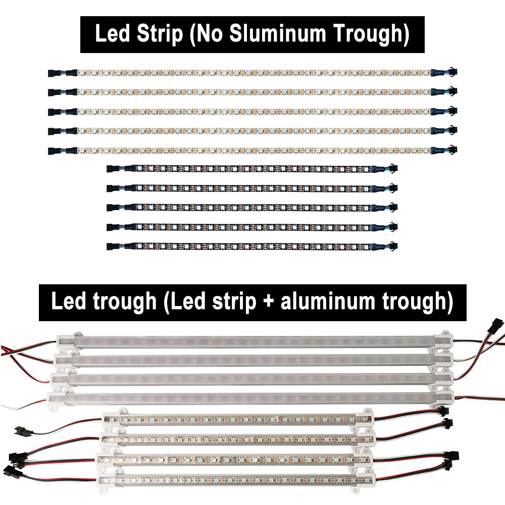 WS2812B LED Strip Rigid Bar Cabinet Light Individually Addressable RGB IC DC5V WS2812 U Profile Aluminum Shell PVC Cover 50/33cm