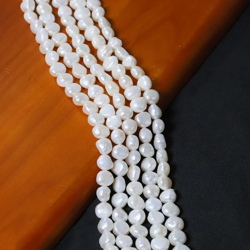 

Natural Freshwater Pearl Double Display8-9mmHorizontal Hole Baroque Loose Beads HandmadediyBracelet Necklace Ornament Material
