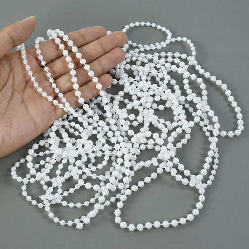 3M/Roll 4-12mm Plastics Imitation Round Pearl Beads Chain For Necklace Garland Flowers DIY Wedding Party Decoration Supplies