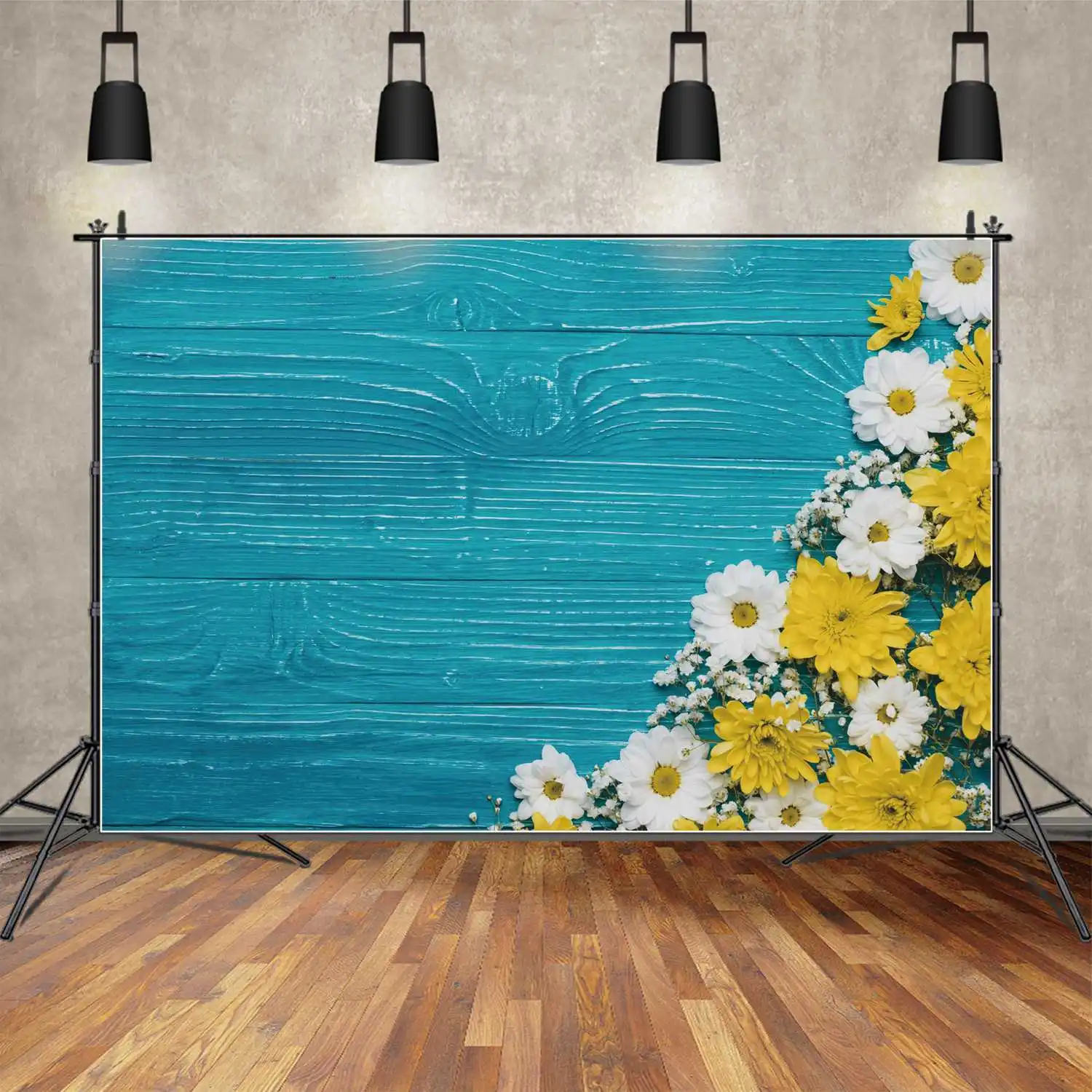 Cenário de Fotografia Placa De Madeira, Pranchas Floral, Flores Da Primavera, Amarelo, Branco, Casamento, Personalizado Kids Photo Backgrounds