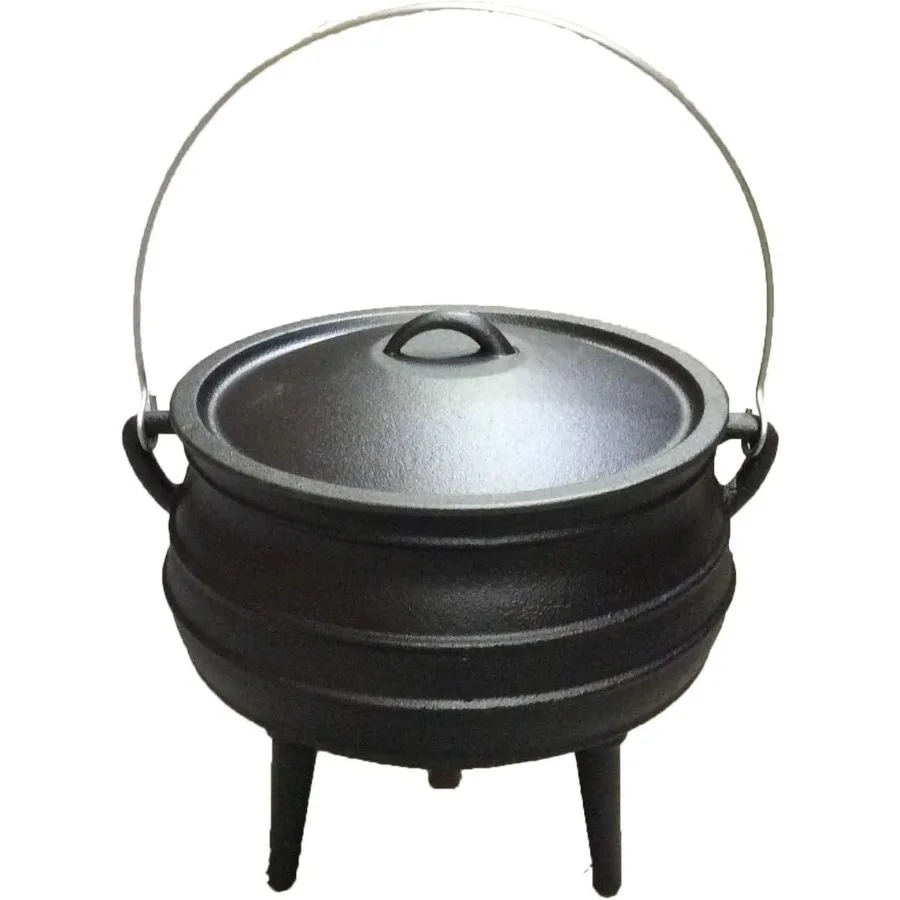 

10QT Cast Iron Potjie Cauldron Pot with Lid 3 Legs PreSeasoned South AfricanStyle Campfire Pot for Outdoor Cooking Soups Stews