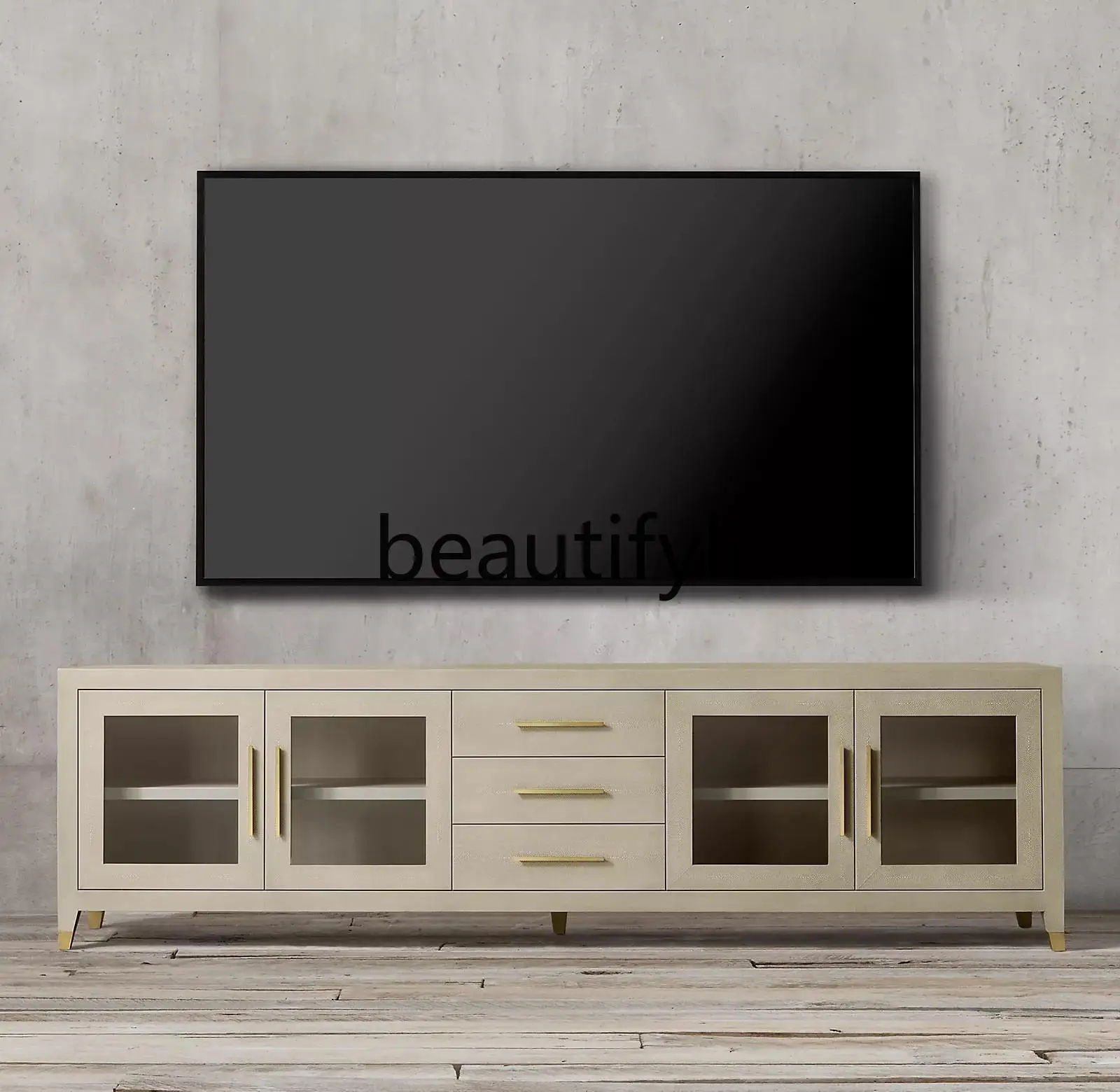 

American Country Retro Living Room Solid Wood TV Cabinet Simple Modern Light Luxury Full Set TV Table