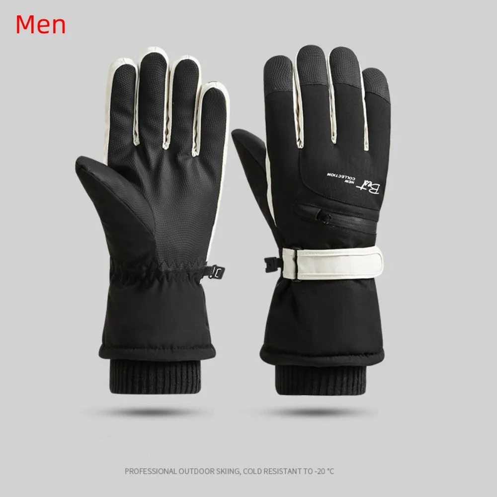 

Waterproof With Zippered Pocket Ski Gloves Thicken Winter Warm Gloves Couple Gloves Warm Touchscreen Gloves Women