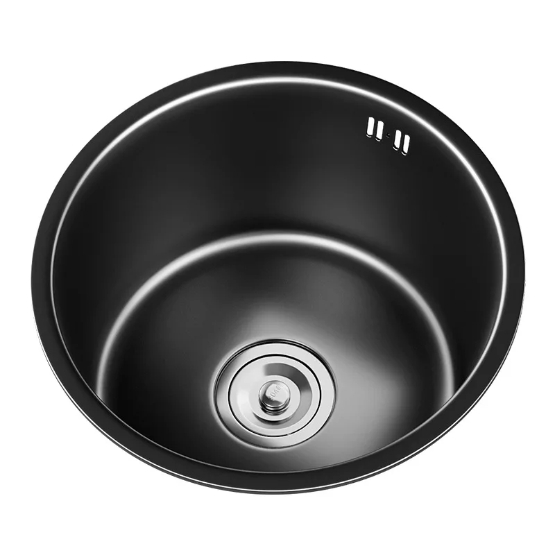 arrival Black nano round sink mini single tank 304 stainless steel small bar balcony kitchen flume balcony wash basin