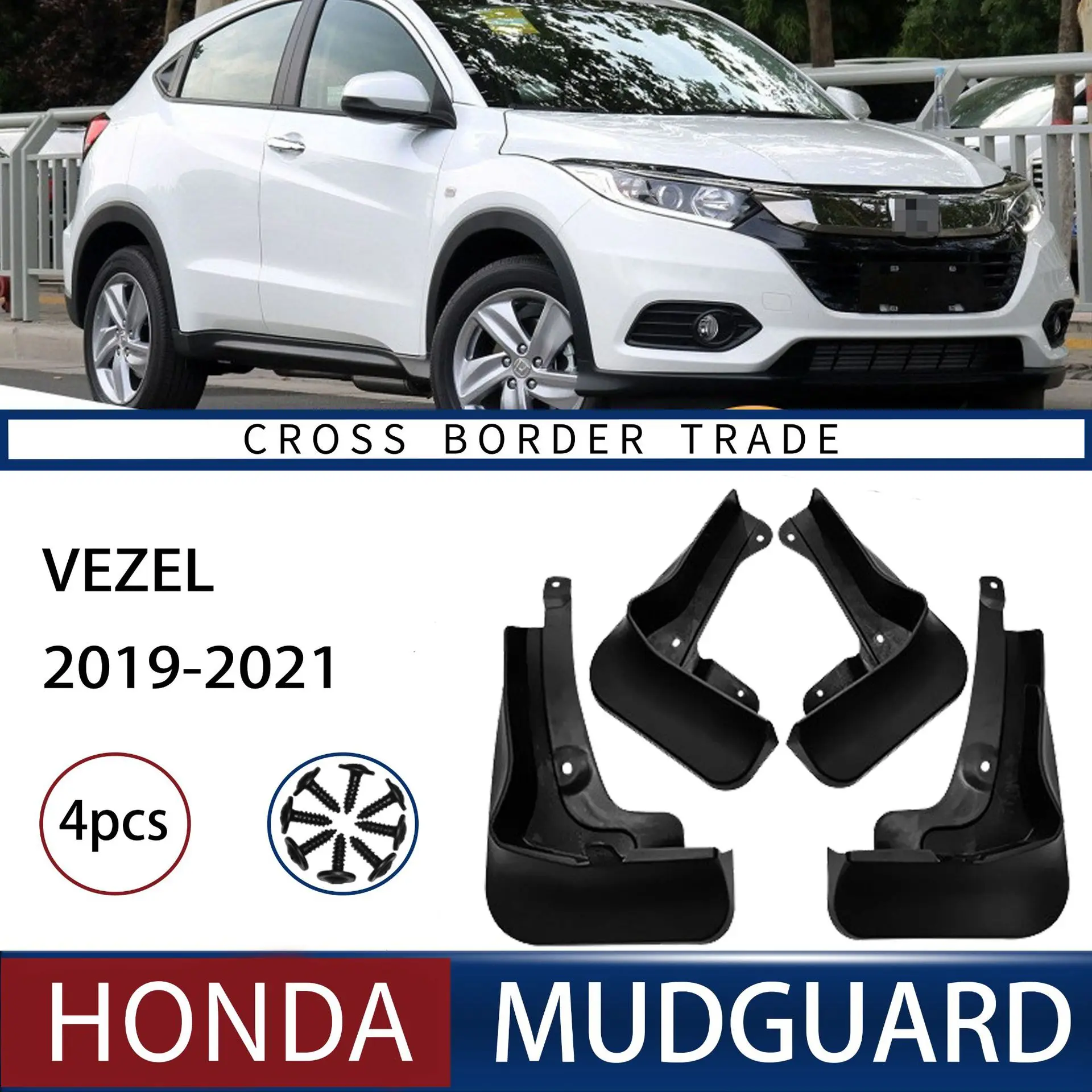 

FOR Honda Vezel HRV Sport 2019-2021 Car Molded Mud Flaps Splash Guards Mudguards Front Rear Styling Front Rear Car Accessories