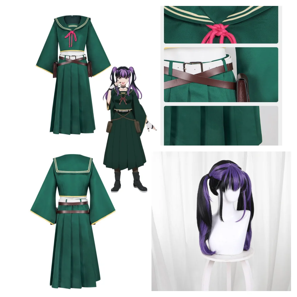 Disfraz de Cosplay de Kiyomi Urusugawa, Anime Dead Account, Falda Larga, Peluca y Traje para Mujer, Disfraces de Juego de Rol de Anime