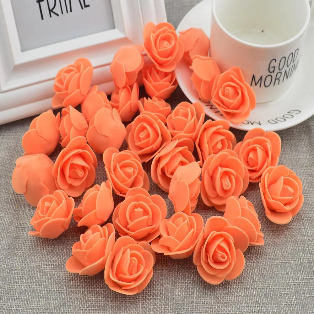 100 stücke Künstliche Blumen Günstige PE Schaum Rosen Kopf Gefälschte Bär Handgemachte Hochzeit Hause Dekoration für Sammelalbum Geschenk Box Diy kranz