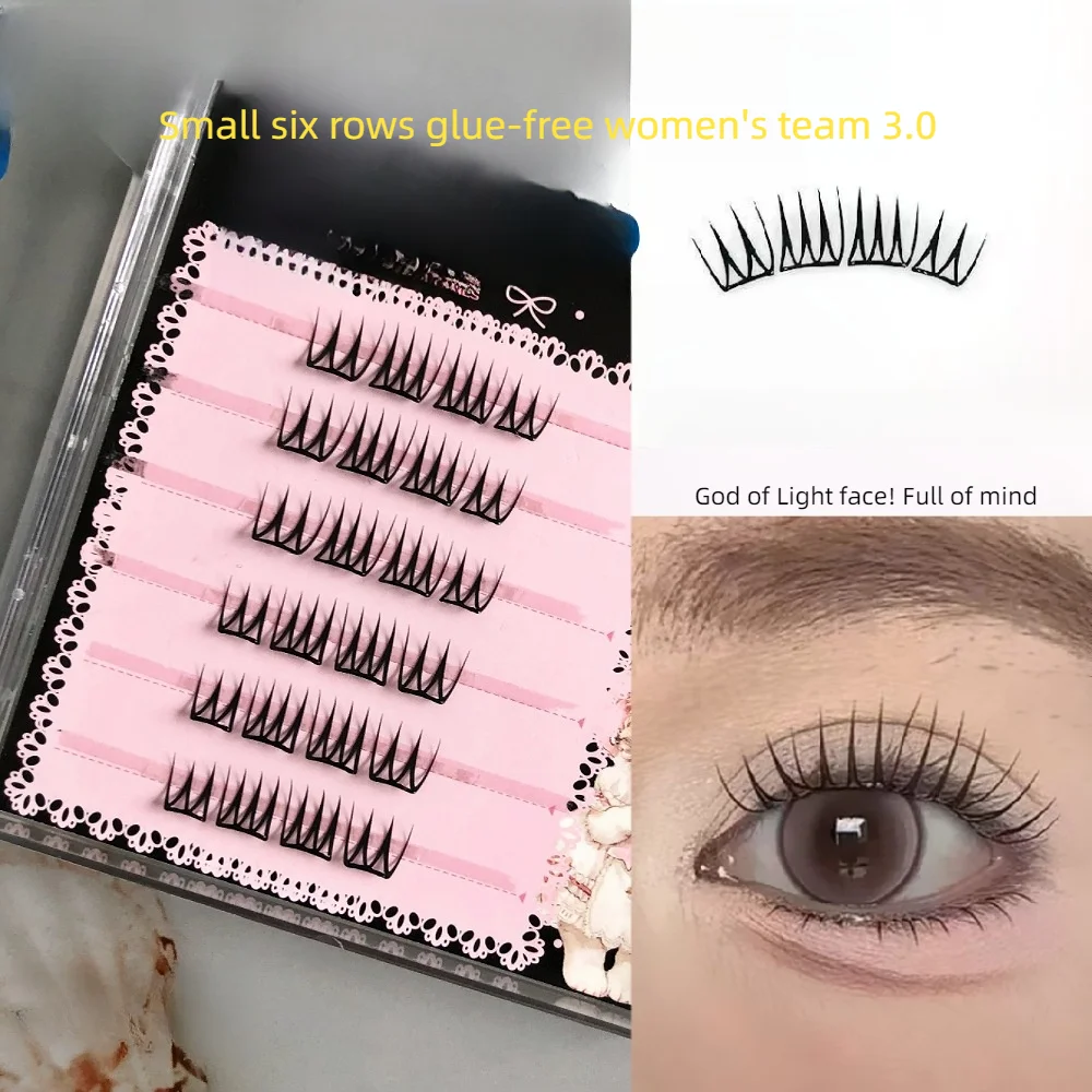 Ciglia a grappolo autoadesive senza colla a forma di U Idolo coreano segmentato Uso quotidiano Trucco per occhi soffice impermeabile adatto ai principianti fai-da-te