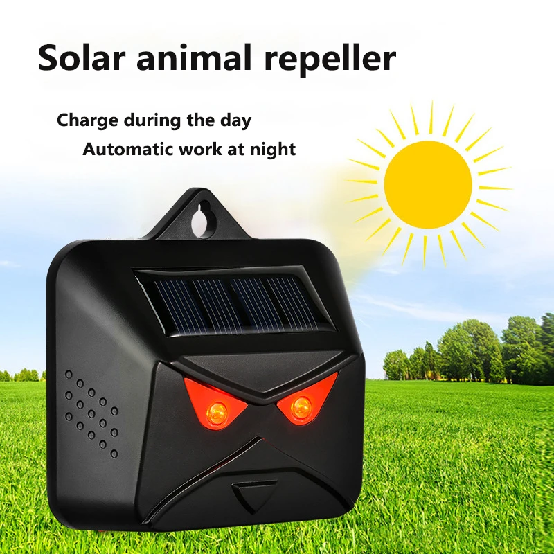 Outdoor Solar Powered Animals Repeller Dog Bird Repeller LED Light Flashing Repellent Deterrent Device