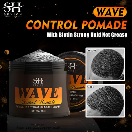 Imagen 2 del producto Pomada con Control de ondas naturales, pomada de cera para estilo de cabello para hombres negros, crema para el cabello con estilo ondulado 360, pomada para el cabello de arcilla de sujeción fuerte