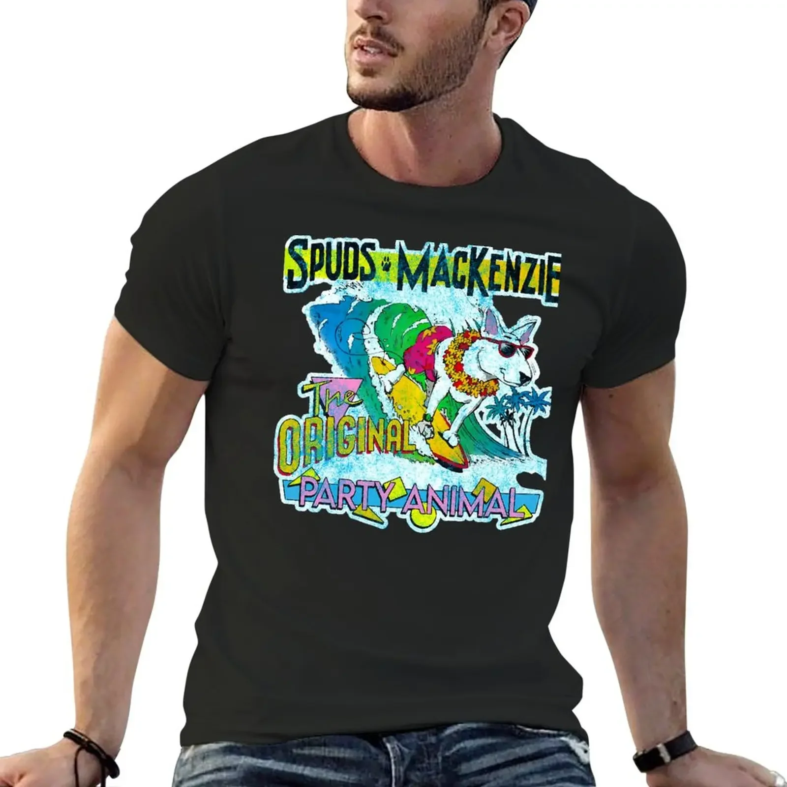 New Spuds-Mackenzie-Original-Party-Animal-1987 T-Shirt anime hippie clothes fitted t shirts for men