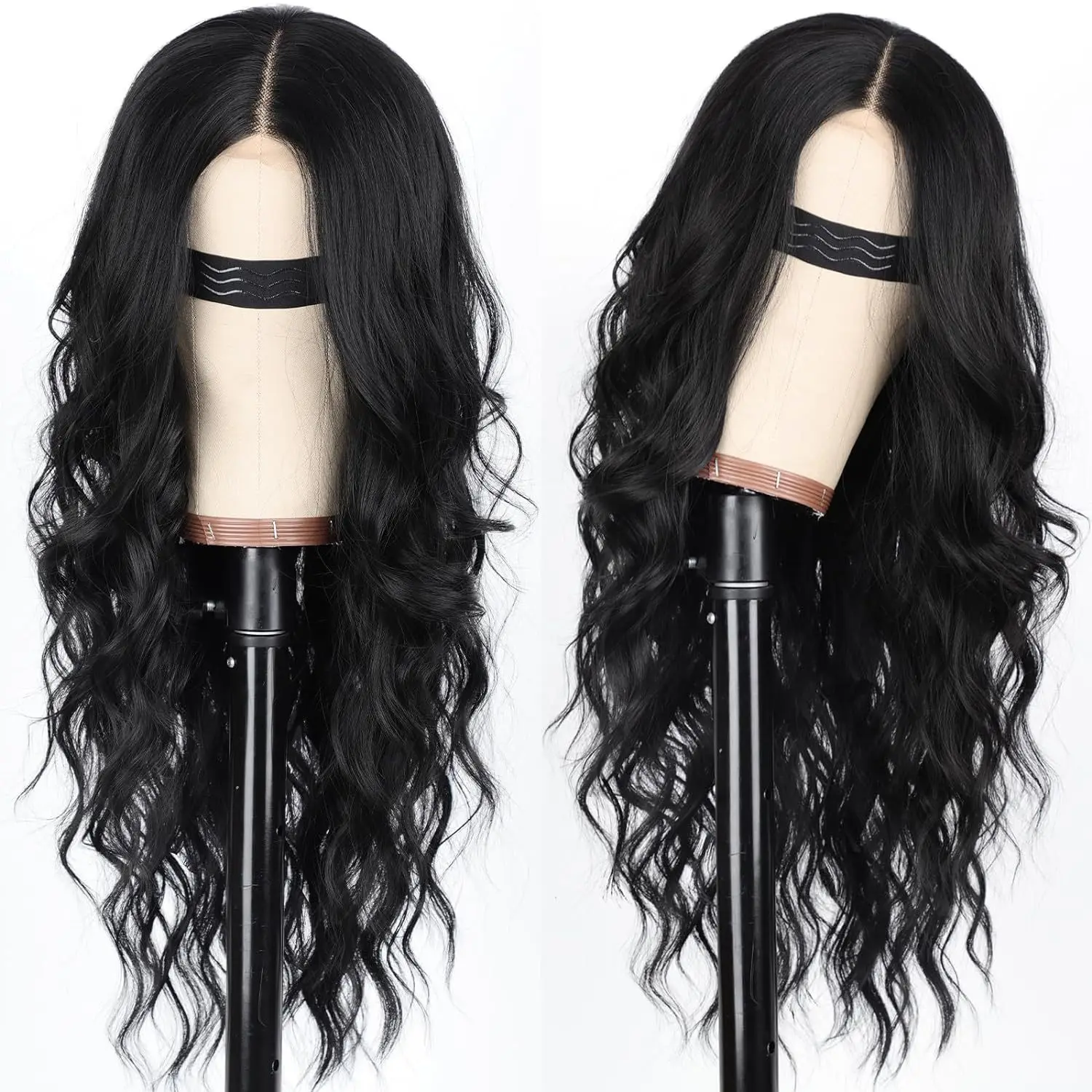 Fashion synthetic fiber big wave long curly hair wig female stroke chemical fiber high temperature silk wig full head set image 2