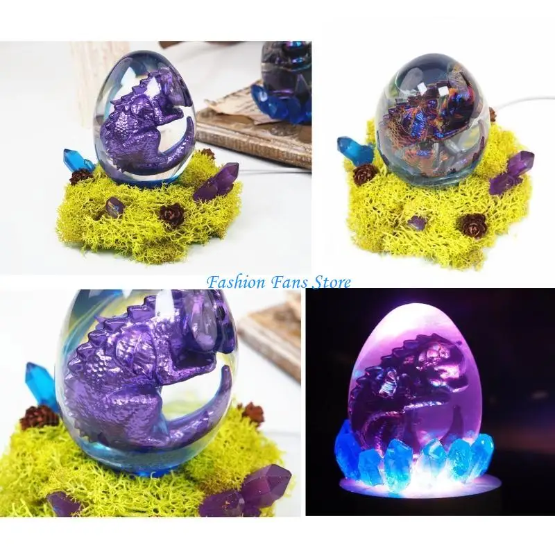 قوالب راتنجات الايبوكسي المضيئة على شكل بيضة التنين من أجل قالب سيليكون مبتكر للأضواء الليلية #4